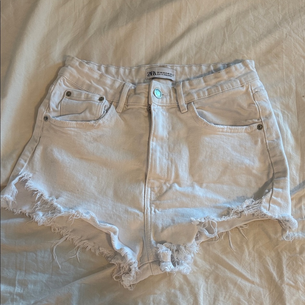 Zara Women's White Jean Shorts